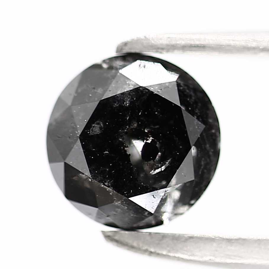 0.78 Carat Fancy Black Round Brilliant Cut Natural Loose Diamond